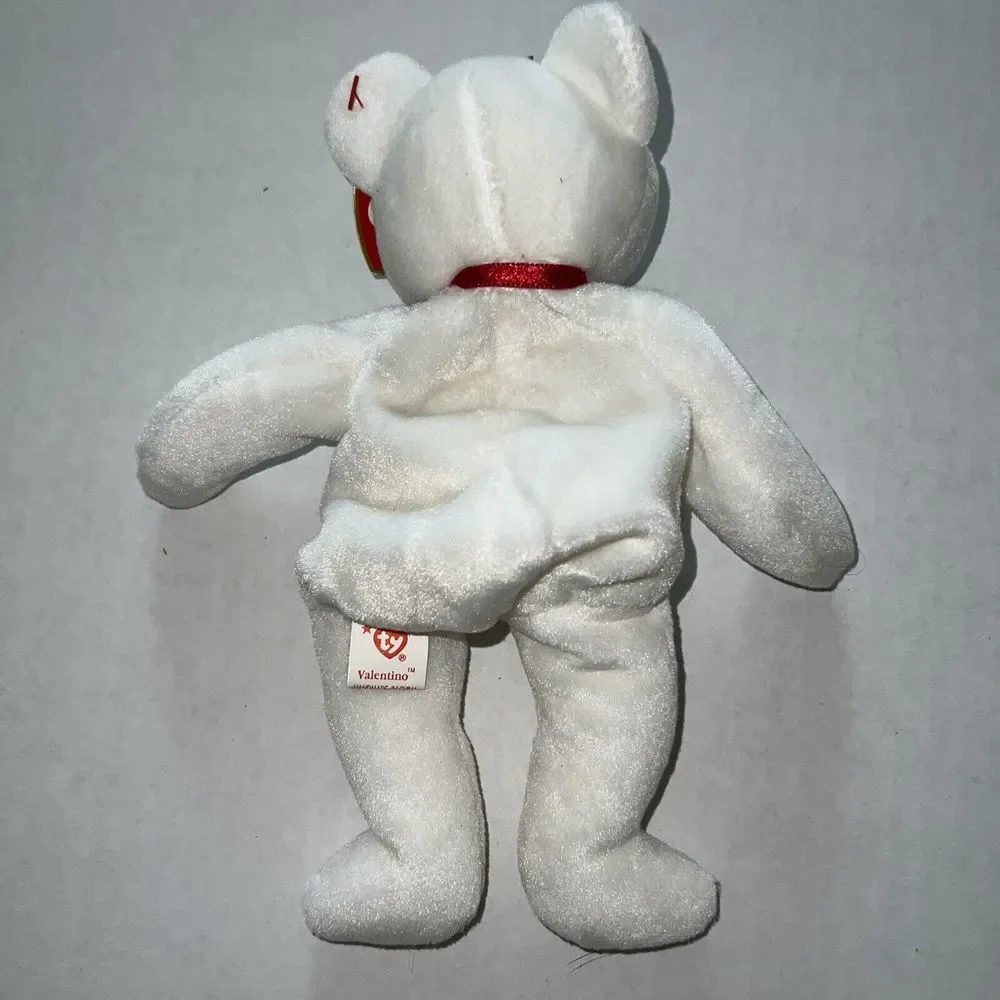 NWT‎ TY Beanie Baby Retired 1993 VALENTINO White Valentine Red Heart Bear MWMT